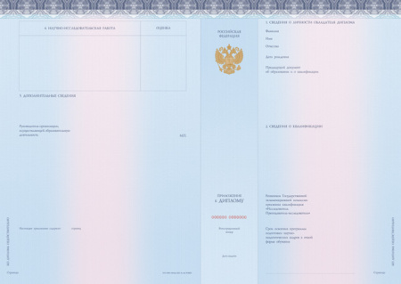 Приложение к Диплому об окончании адъюнктуры (Приказ №645, №140, №185)